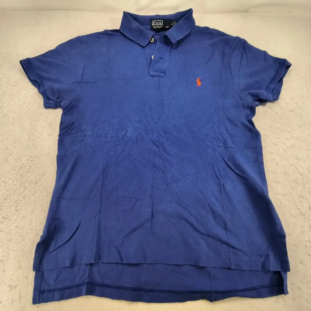 Polo by Ralph Lauren Custom Fit Collared Polo Shirt Mens Size Large L Blue